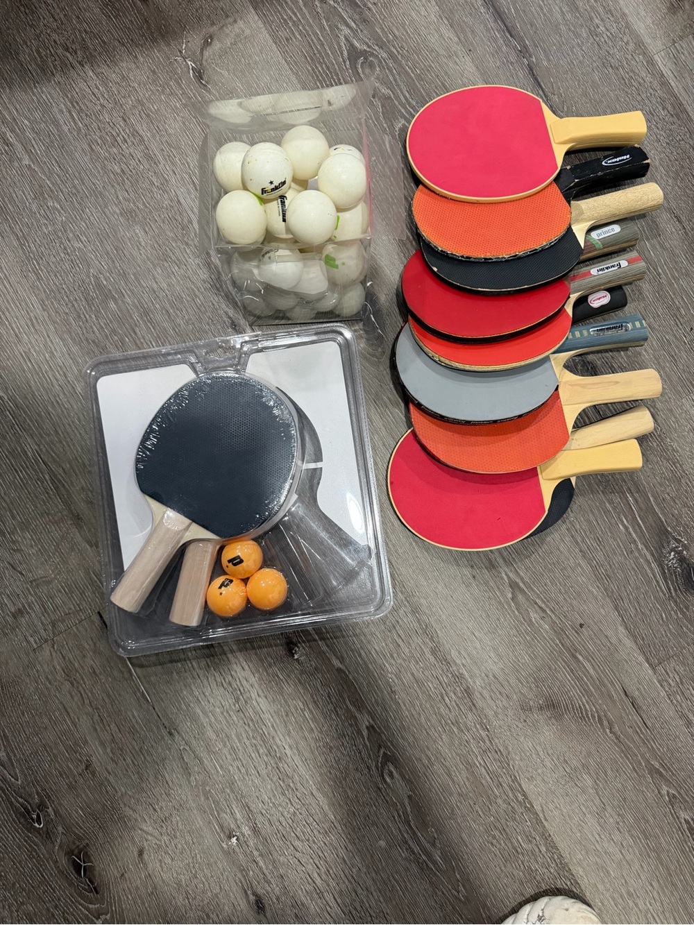 Mixed Table Tennis Paddle Set with Red & Orange Rubbers